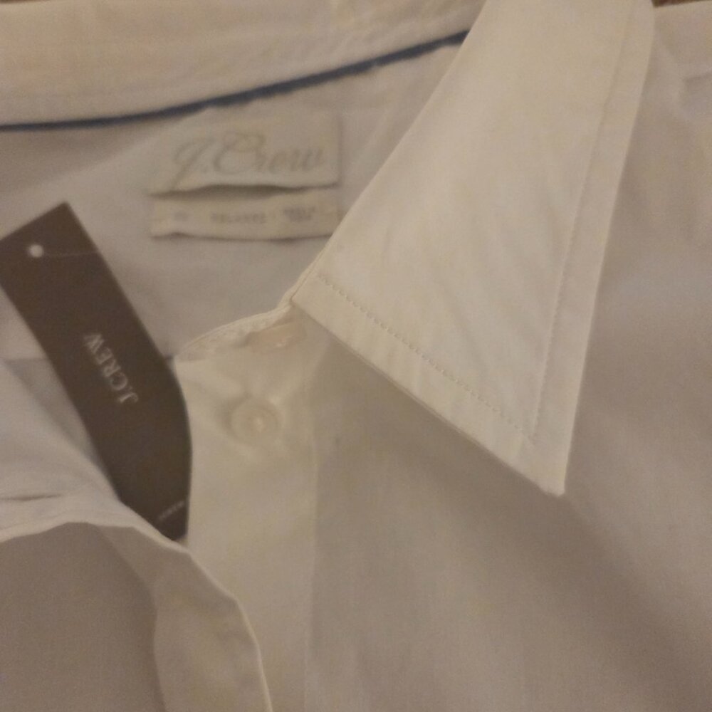 NWT J Crew Relaxed Fit Crisp Organic Cotton Poplin Button Up Shirt Size 22 White - Picture 4 of 11